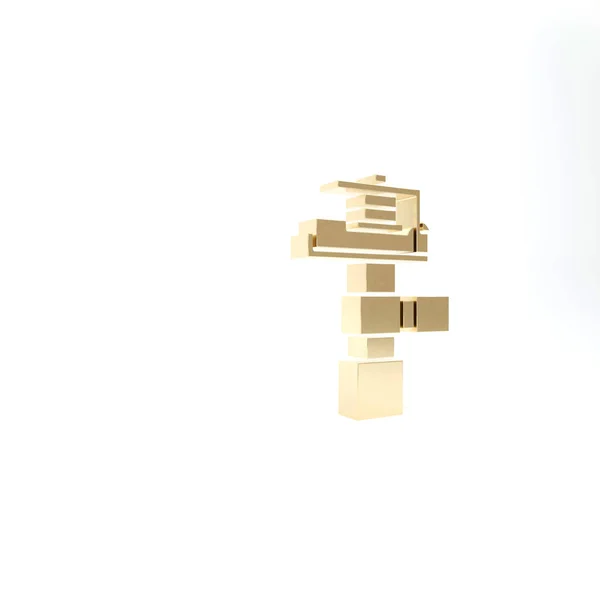 Золоті автоматичні зрошувальні спринклери ізольовані на білому тлі. Водопостачання. Садовий елемент. Спрей значок пістолета. 3D ілюстрація 3D рендеринга — стокове фото