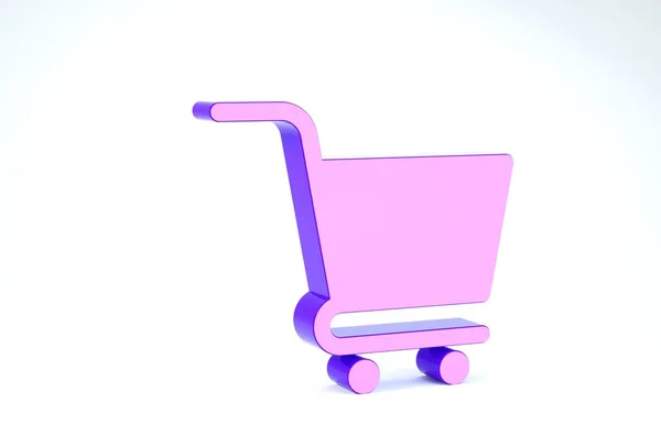 Фіолетовий кошик значок кошика ізольовано на білому тлі. Інтернет-концепція купівлі. Знак служби доставки. Символ кошика супермаркету. 3D ілюстрація 3D рендеринга — стокове фото