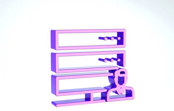 Purple Icono del servidor de atención al cliente aislado sobre fondo blanco. Concepto de soporte técnico con operador masculino. Señal del centro de llamadas. 3D ilustración 3D render — Foto de Stock