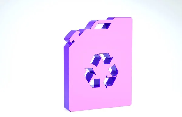 白の背景に隔離された紫色のエコ燃料キャニスターアイコン。エコバイオとバレル。緑の環境とリサイクル。3Dイラスト3Dレンダリング — ストック写真