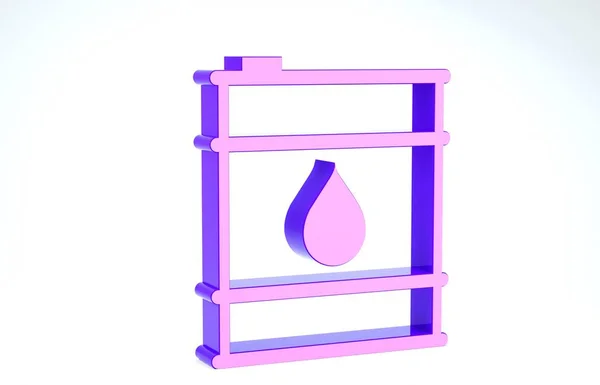 紫色油桶图标隔离在白色背景上. 油桶容器。 用于信息图形，燃料，工业，电力，生态。 3d说明3d — 图库照片