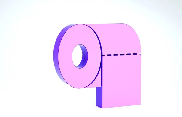 Papel higiênico roxo rolo ícone isolado no fundo branco. 3D ilustração 3D render — Fotografia de Stock