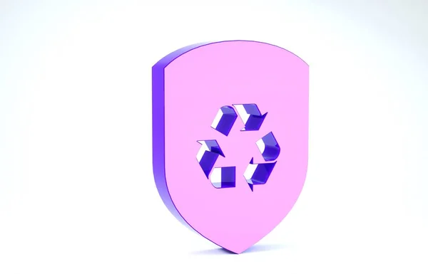 Paarse Recycle symbool in schild pictogram geïsoleerd op witte achtergrond. Milieubeschermingsbord. 3d illustratie 3d renderen — Stockfoto