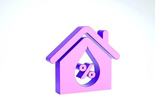 Icono de humedad Purple House aislado sobre fondo blanco. Clima y meteorología, símbolo del termómetro. 3D ilustración 3D render — Foto de Stock
