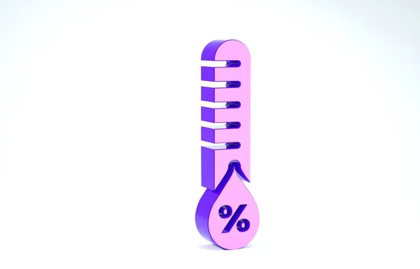 Lila Feuchtigkeitssymbol isoliert auf weißem Hintergrund. Wetter und Meteorologie, Thermometer-Symbol. 3D Illustration 3D Renderer — Stockfoto