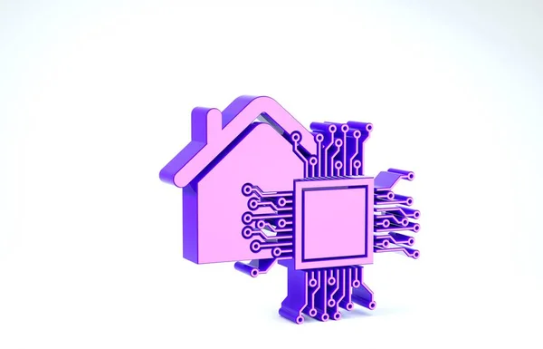 Purple Smart icono del hogar aislado sobre fondo blanco. Control remoto. 3D ilustración 3D render — Foto de Stock