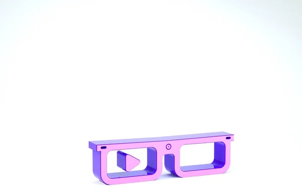 Gafas Purple Smart montadas sobre un icono de gafas aisladas sobre fondo blanco. Gafas inteligentes de electrónica portátil con cámara y pantalla. 3D ilustración 3D render —  Fotos de Stock