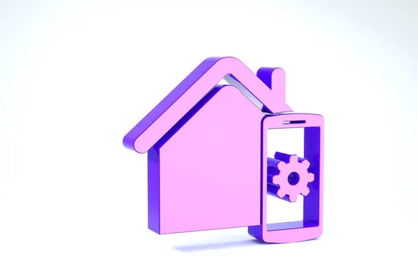 Purple Smart home - icono del sistema de control remoto aislado sobre fondo blanco. 3D ilustración 3D render — Foto de Stock