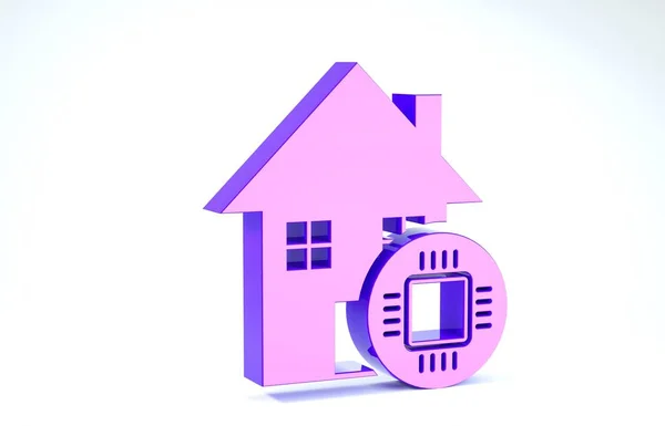 Purple Smart home icon isolated on white background. Remote control. 3d illustration 3D render — Stock Photo, Image
