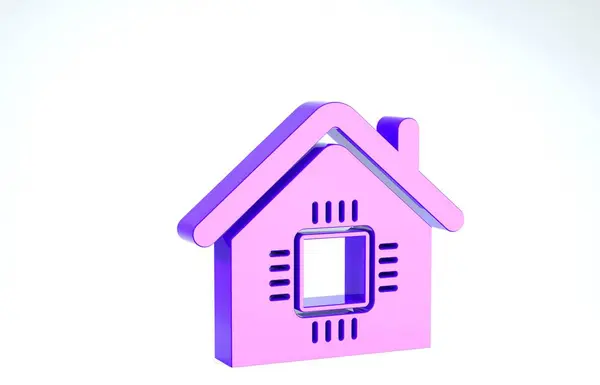 Lila Smart-Home-Symbol isoliert auf weißem Hintergrund. Fernbedienung. 3D Illustration 3D Renderer — Stockfoto