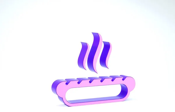 Фіолетовий бутерброд з гірчицею ізольований на білому тлі. Значок ковбаси. Знак фаст-фуду. 3D ілюстрація 3D рендеринга — стокове фото