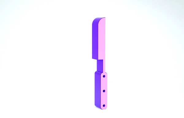 Icône de couteau de barbecue violet isolé sur fond blanc. Icône couteau de cuisine. Signe de couteau de barbecue. Barbecue et outil de grill. Illustration 3D rendu 3D — Photo