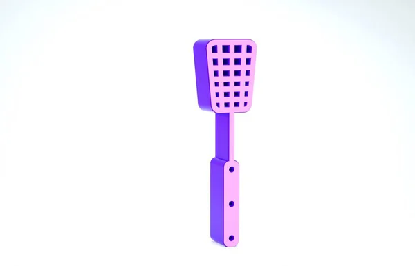 Icône de spatule Barbecue violet isolée sur fond blanc. Icône de spatule de cuisine. Signe de spatule de barbecue. Barbecue et outil de grill. Illustration 3D rendu 3D — Photo