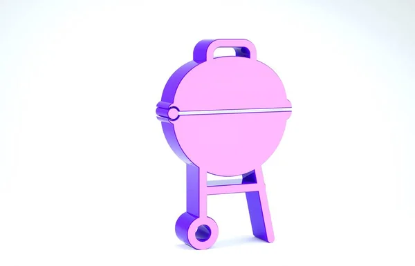 Lila Grill-Symbol isoliert auf weißem Hintergrund. Grillparty. 3D Illustration 3D Renderer — Stockfoto