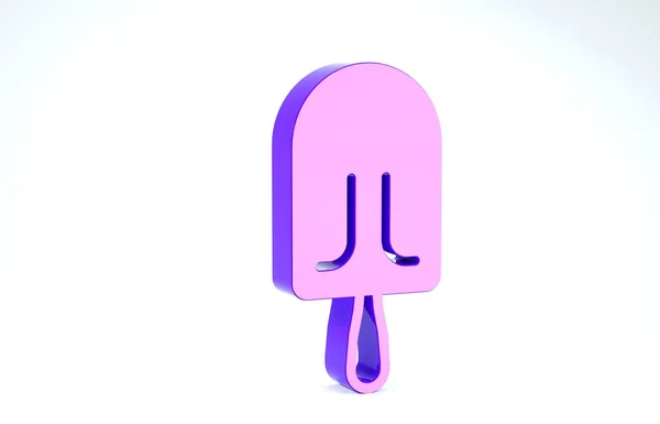 Ikone lila Eis isoliert auf weißem Hintergrund. Süßes Symbol. 3D Illustration 3D Renderer — Stockfoto