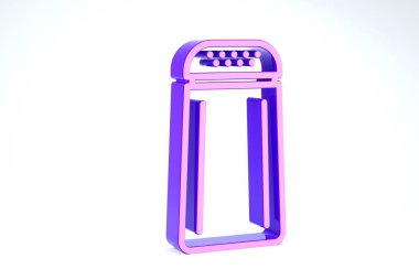 Mor tuz ve biber ikonu beyaz arka planda izole edilmiş. Yemek pişirme baharatları. 3d illüstrasyon 3d canlandırma