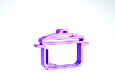 Mor tencere ikonu beyaz arkaplanda izole edilmiş. Haşlama ya da güveç besin sembolü. 3d illüstrasyon 3d canlandırma