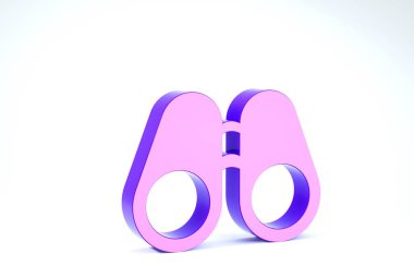 Mor Dürbün simgesi beyaz arkaplanda izole edildi. Yazılım işareti bul. Casus ekipman sembolü. 3d illüstrasyon 3d canlandırma