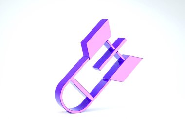 Mor Havacılık bomba ikonu beyaz arka planda izole edildi. Roket bombası düşüyor. 3d illüstrasyon 3d canlandırma