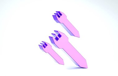 Mor Roket simgesi beyaz arkaplanda izole edildi. 3d illüstrasyon 3d canlandırma