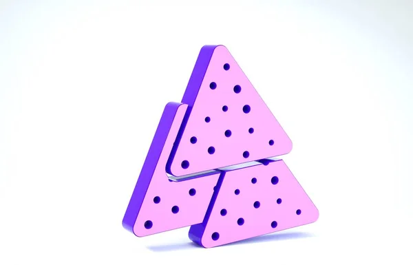 Ikona Purple Nachos izolovaná na bílém pozadí. Tortilla chipsy nebo nachos tortilly. Tradiční mexické rychlé občerstvení. 3D ilustrace 3D vykreslení — Stock fotografie