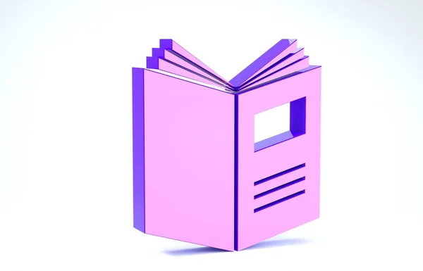 Purple Icono de libro abierto aislado sobre fondo blanco. 3D ilustración 3D render — Foto de Stock