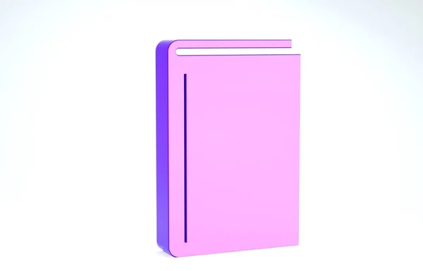 Fioletowa ikona książki na białym tle. Ilustracja 3d — Zdjęcie stockowe