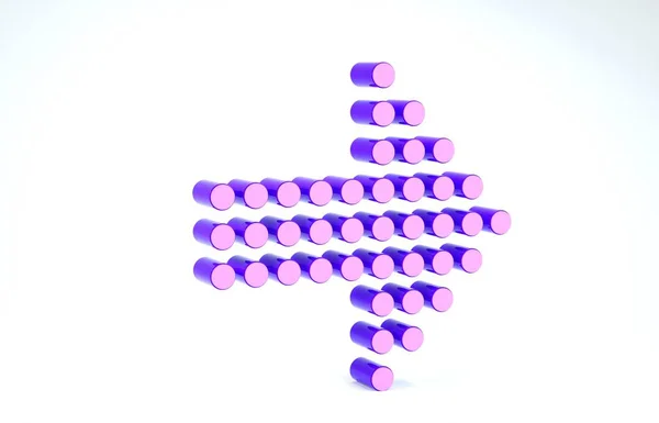 Purple Dots arrow icon isolated on white background. Halftone arrow. Dotted arrow sign. 3d illustration 3D render — Stock Photo, Image