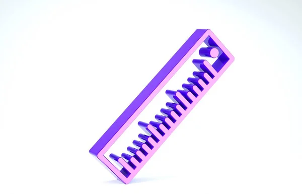 白の背景に分離された紫の定規のアイコン。右端のシンボル。3Dイラスト3Dレンダリング — ストック写真