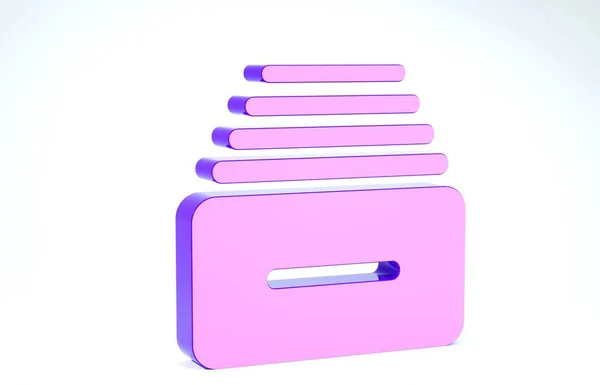 Фиолетовый ящик с иконкой документов на белом фоне. Ящик с документами. Ящик шкафа. Мебель для офиса. 3D-рендеринг — стоковое фото
