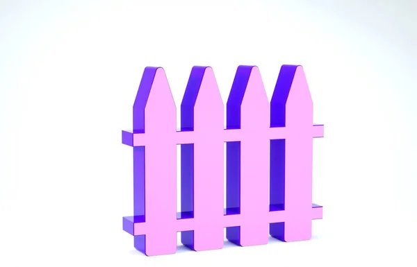 Valla de jardín púrpura icono de madera aislado sobre fondo blanco. 3D ilustración 3D render — Foto de Stock