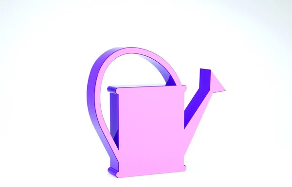 Фиолетовый полив может значок изолирован на белом фоне. Символ орошения. 3D-рендеринг — стоковое фото