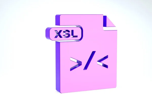 Fioletowy dokument Xsl. Pobierz ikonę przycisku xsl izolowaną na białym tle. Symbol pliku Excel. Ilustracja 3d — Zdjęcie stockowe