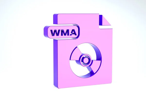 Purple WMA file document. Download wma button icon isolated on white background. WMA file symbol. Wma music format sign. 3d illustration 3D render — ストック写真