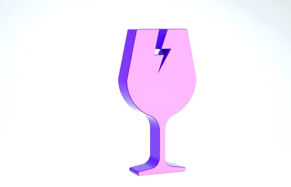 Purple Fragile gebroken glas symbool voor de levering dozen pictogram geïsoleerd op witte achtergrond. 3d illustratie 3d renderen — Stockfoto