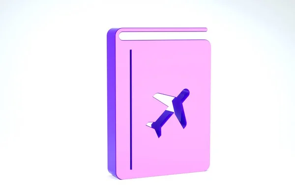 Purple Cover kniha cestovní průvodce ikona izolované na bílém pozadí. 3D ilustrace 3D vykreslení — Stock fotografie