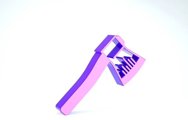 Фіолетова дерев'яна піктограма сокири ізольована на білому тлі. Ламбергейк сокира. 3D ілюстрація 3D рендеринга — стокове фото