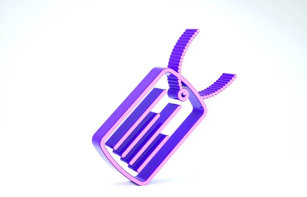 Фіолетовий військовий значок для собак ізольований на білому тлі. Піктограма мітки профілю. Знак армії. 3D ілюстрація 3D рендеринга — стокове фото