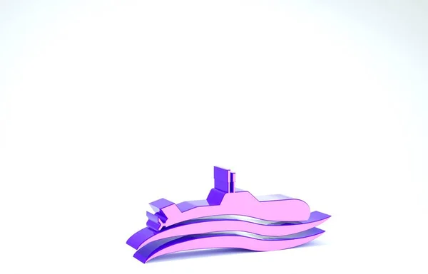 Icono submarino púrpura aislado sobre fondo blanco. Nave militar. 3D ilustración 3D render —  Fotos de Stock