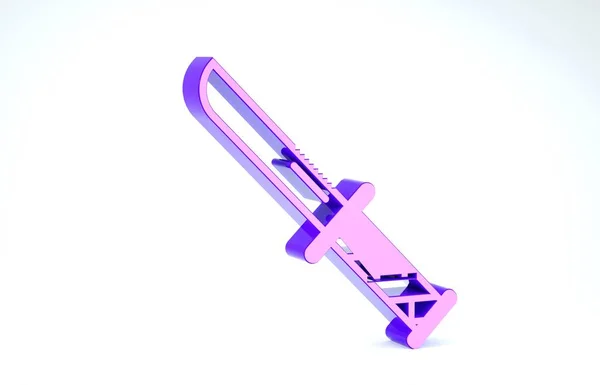 Coltello militare viola icona isolata su sfondo bianco. Illustrazione 3d rendering 3D — Foto Stock