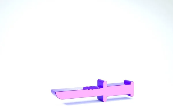 Фиолетовый военный нож значок на белом фоне. 3D-рендеринг — стоковое фото