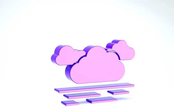 Purple Cloud icoon geïsoleerd op witte achtergrond. 3d illustratie 3d renderen — Stockfoto