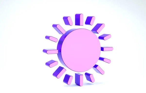 Lila Sonnensymbol isoliert auf weißem Hintergrund. 3D Illustration 3D Renderer — Stockfoto