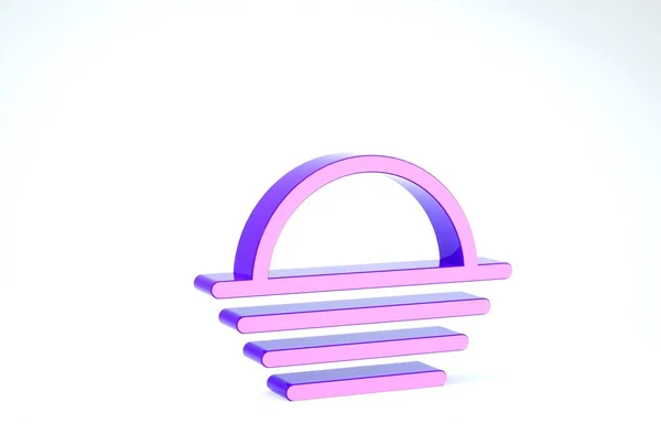 Icono púrpura Sunset aislado sobre fondo blanco. 3D ilustración 3D render —  Fotos de Stock