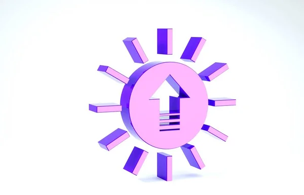 白の背景に分離された紫の夕日アイコン。3Dイラスト3Dレンダリング — ストック写真