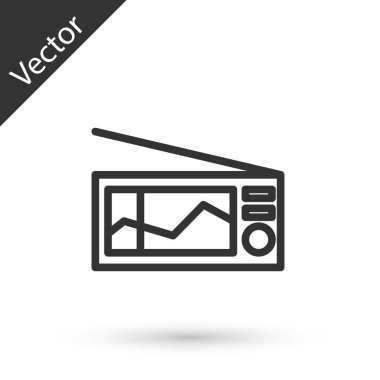 Beyaz arka planda anten simgesi olan gri hat telsizi. Vektör İllüstrasyonu