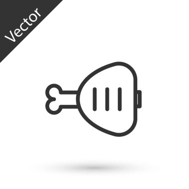 Gri çizgi tavuk budu simgesi beyaz arka planda izole edildi. Tavuk budu. Vektör İllüstrasyonu