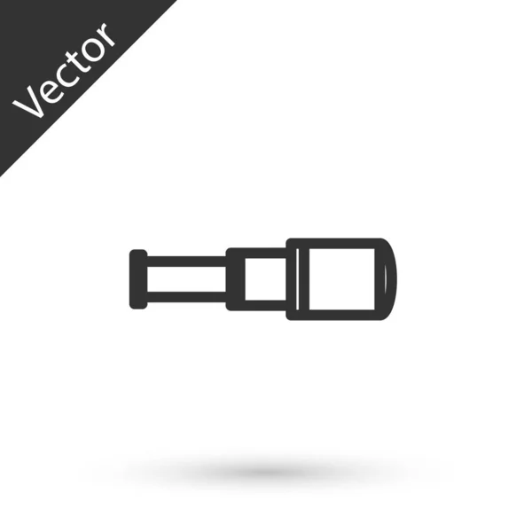 Grey line Spyglass telescope lens icon isolated on white background. Sailor spyglass. Vector Illustration — Stock Vector