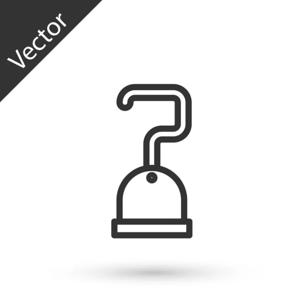 Línea gris Icono de gancho pirata aislado sobre fondo blanco. Ilustración vectorial — Vector de stock