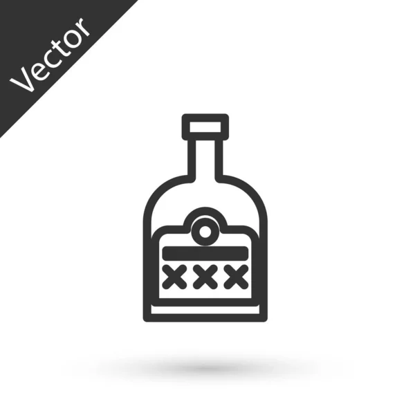 Línea gris Bebida alcohólica Icono de botella de ron aislado sobre fondo blanco. Ilustración vectorial — Archivo Imágenes Vectoriales